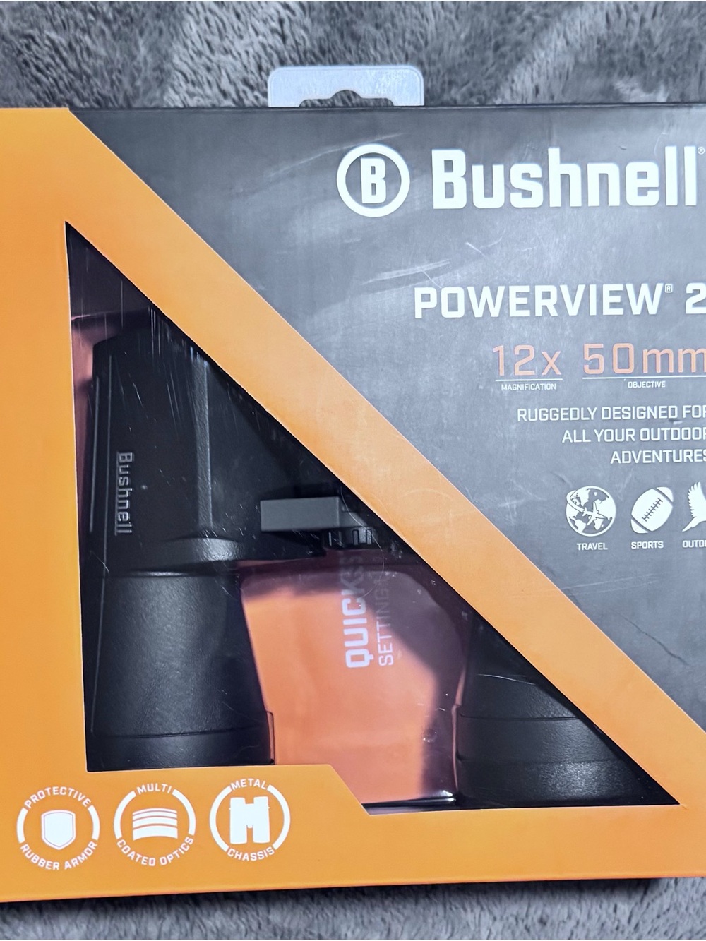 Bushnell Powerview 12x50 Binoculars - Black/Orange
